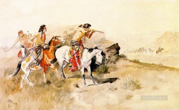 Ataque a arrieros 1895 Charles Marion Russell Indios americanos Pinturas al óleo